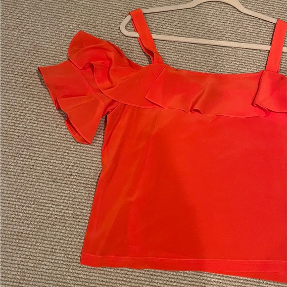 J. Crew Bright Red Ruffled Blouse - Picture 5 of 11